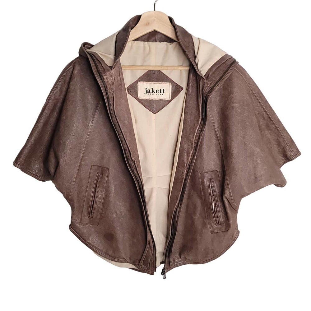 Women's Brown Leather Cape Blazer